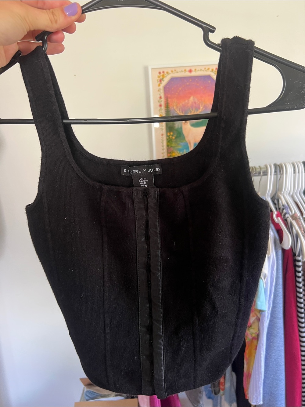 Sincerely Jules Black Knit Corset Tank Top / Medium